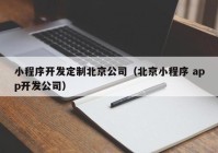 小程序开发定制北京公司（北京小程序 app开发公司）