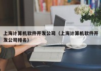 上海计算机软件开发公司（上海计算机软件开发公司排名）