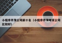 小程序开发公司前十名（小程序开发哪家公司比较好）