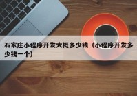 石家庄小程序开发大概多少钱（小程序开发多少钱一个）