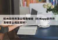 杭州软件开发公司有哪些（杭州app软件开发哪家公司比较好）